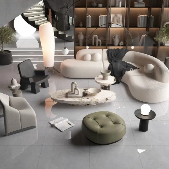 High Gloss Grey Floor Tiles